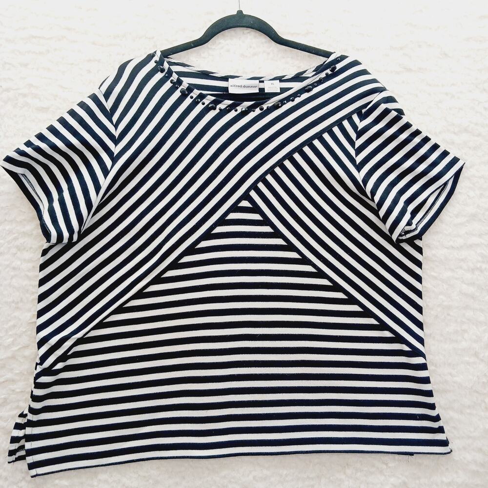 T-Shirt Women Navy Nautical Sailorcore Coastal Grandma Casual Cruise Y2K Size XL
